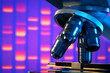 Close up of laboratory microscope