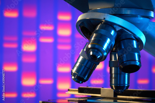 Photo: Close up of laboratory microscope Close up of laboratory microscope