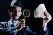 Man with counterfeir money