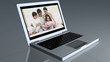 Laptop opens and shows a family having a discussion