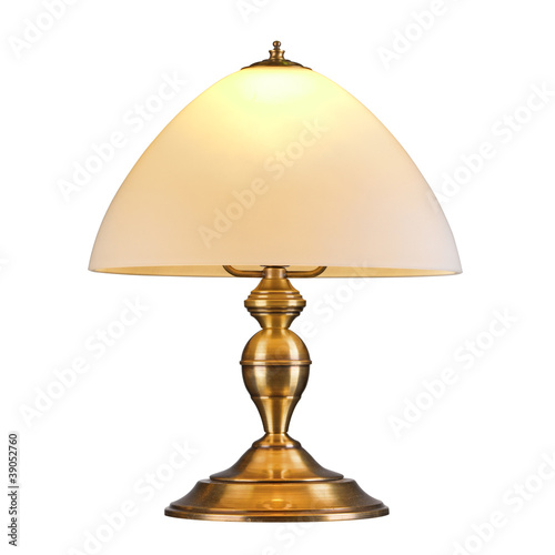 Photo: Vintage table lamp isolated on white Vintage table lamp isolated on white
