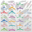 Colorful clothes hangers silhouettes illustration collection
