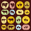 Farm animals market egg and meat labels food illustration