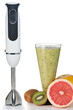 Smoothie and fresh fruits with blender