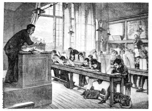Photo: Salon of 1874; paint. - A drawing lessons at school Cochin, by A Salon of 1874; paint. - A drawing lessons at school Cochin, by A