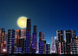 Noche de luna llena en la ciudad