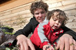 Little boy gardening with father