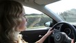 Video: Woman on the road driving car Woman on the road driving car