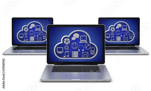 Illustration: Laptop mit cloud Laptop mit cloud