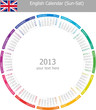 2013 Type-1 English circle calendar on white