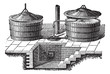 Old Washing machine with steam pressure vintage engraving
