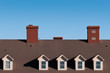 Attic dormers and chimneys on a rooftop