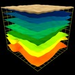 abstract geology layers scheme, 3d render isolated on black