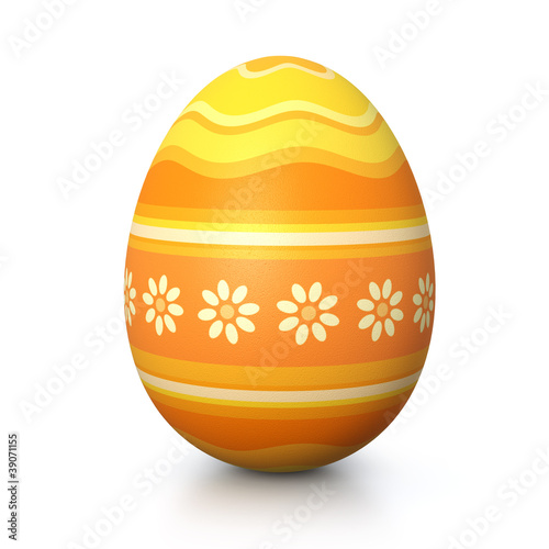 Illustration: Yellow painted easter egg with flower pattern Yellow painted easter egg with flower pattern