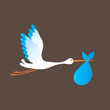 A illustration of a stork delivering a newborn baby girl A illustration of a stork delivering a newborn baby girl