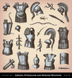 Engraving ancient Weapons illustrations