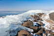 Winter seascape with hummocks along the Dutch coast