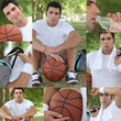 Montage of a basket-ball player