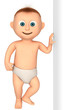 baby holding blank, 3d render isolated on white