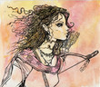 Female Elf portrait with arrows and bow.