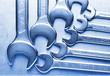 Blue toned fork wrench set