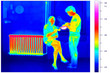 thermal imaging of a radiator and a couple with tea pot