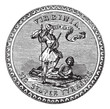 Seal of the State of Virginia, USA, vintage engraving