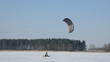 winter snow kiting on the lake ice