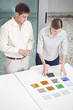 Photo: Choosing tiles samples Choosing tiles samples