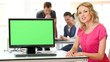 Video: Woman presenting product on desktop computer screen Woman presenting product on desktop computer screen
