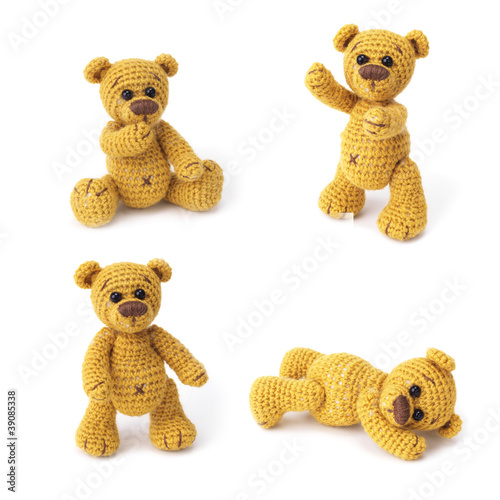 Photo: Teddy bears family in classic vintage style isolated on white ba Teddy bears family in classic vintage style isolated on white ba