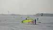 snow kiting on the winter lake ice