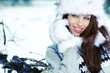 Beauty woman in the winter scenery
