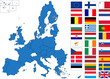European Union map with flags