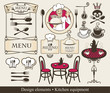 set of design elements for a cafe or restaurant