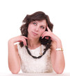 Beautiful young woman in dress isolated
