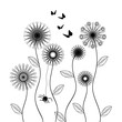 Vector: vector flowers, black and white vector flowers, black and white