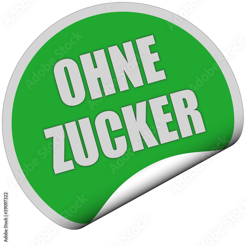 Illustration: Sticker grün rund curl unten OHNE ZUCKER Sticker grün rund curl unten OHNE ZUCKER