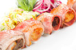 barbecue with sauce and vegetables