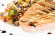 grilled salmon on white plate grilled salmon on white plate