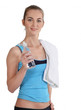 Attractive sporty woman on white background Attractive sporty woman on white background
