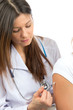 Doctor making insulin or flu vaccination
