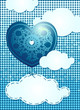 Clouds and heart, blue background Clouds and heart, blue background