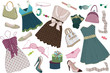 Vector: various women's clothing shoes and accessories in polka-dots various women's clothing shoes and accessories in polka-dots