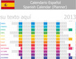 2013 Type-1 Spanish year planner months are horizontal