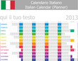 2013 Type-1 Italian year planner months are horizontal