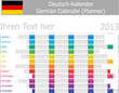 2013 Type-1 German year planner months are horizontal