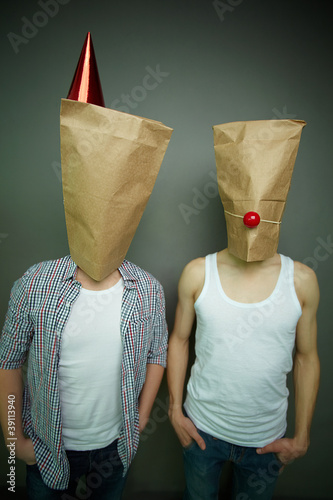 Photo: Guys in paper bags Guys in paper bags