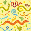 Seamless pattern with snakes in fun style