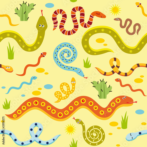 Vector: Seamless pattern with snakes in fun style Seamless pattern with snakes in fun style
